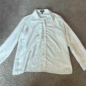 Express White Hidden-Placket Shirt